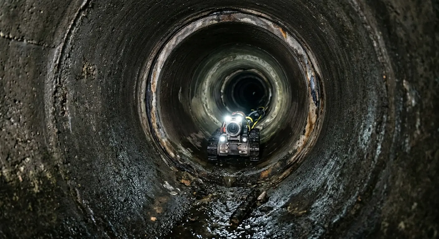 Robotic sewer camera inspecting pipe interior for Drain Snake Service in Socastee